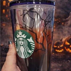 Starbucks Orange to Black Ombre Tumbler with Purple Rim